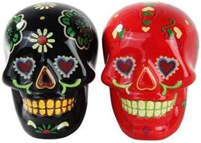 img 2 attached to 💀 Day of Dead Sugar Skulls Salt & Pepper Shakers Set- Pacific Trading Skulls Collection