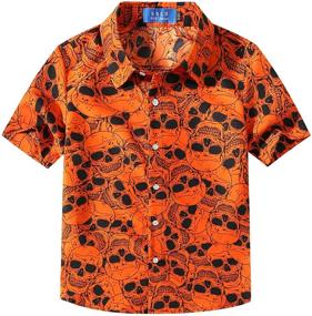 img 4 attached to 👻 Halloween Fun Button Down Short Sleeve Shirt for Men - SSLR Big Boys