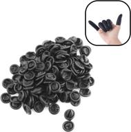 🧤 lind kitchen 150pcs disposable latex finger cots: protective fingertips gloves for industrial use (black) логотип