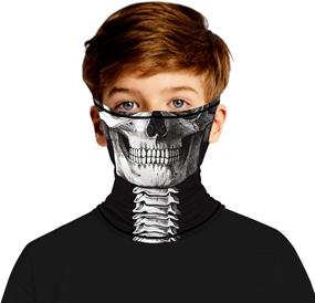 img 4 attached to 🎃 Skeleton Print Halloween Bandana for Boys: Cold Weather Accessories