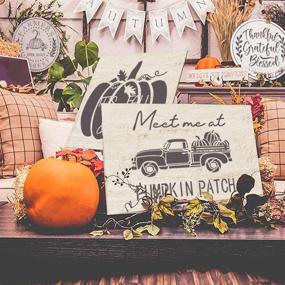 img 3 attached to Fall Stencils Set: 8Pcs Reusable 12x12 Inches Large Thanksgiving Autumn Pumpkin Truck/Maple Leaves/Happy Harvest Stencil - Create Charming Farmhouse Wood Signs!