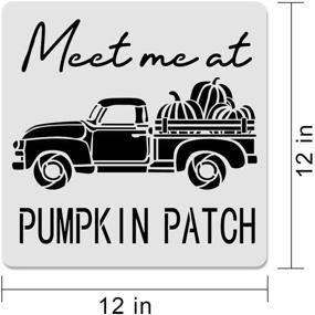 img 2 attached to Fall Stencils Set: 8Pcs Reusable 12x12 Inches Large Thanksgiving Autumn Pumpkin Truck/Maple Leaves/Happy Harvest Stencil - Create Charming Farmhouse Wood Signs!