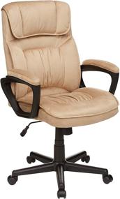 img 4 attached to 🪑 Amazon Basics Classic Office Desk Computer Chair - Adjustable, Swiveling, Ultra-Soft Microfiber - Light Beige with Lumbar Support: Ideal for Comfortable Workspaces