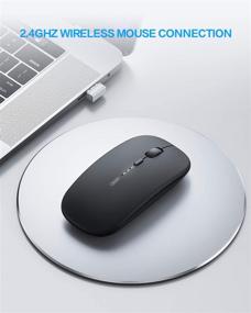 img 3 attached to INPHIC Wireless Rechargeable Mouse for Laptop, [Upgraded] Silent 2.4G Computer Mice, Ultra Slim 1600 DPI Portable USB Mouse for Laptop PC Mac MacBook, Visible Battery Level, Black