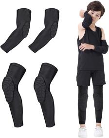 img 4 attached to 👼 Kids Rejolly Knee and Elbow Pads Set - 4PCS Youth Honeycomb Compression Sleeves Guards: Sports Protective Gear for Basketball, Baseball, Football, Volleyball, Wrestling, Cycling