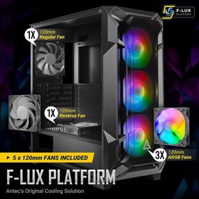 img 1 attached to 🎮 Antec DF600 Flux Dark League Игровой корпус - Mid-Tower ATX, платформа Flux, 5 x 120 мм вентиляторов, ARGB и PWM контроллер вентиляторов, закаленное стекло, 2 x USB3.0, поддержка видеокарт высокого уровня