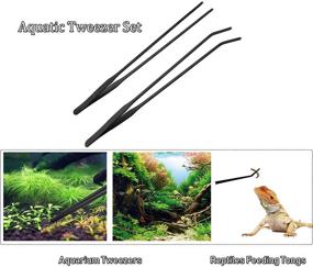 img 1 attached to 🐠 HRASY Black Aquarium Tweezers Set - Stainless Steel Straight and Curved Tweezers Long Handle Reptile Feeding Tongs for Fish Tank and Aquatic Plants - Pack of 2, 10.6 Inch