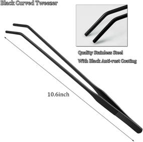 img 3 attached to 🐠 HRASY Black Aquarium Tweezers Set - Stainless Steel Straight and Curved Tweezers Long Handle Reptile Feeding Tongs for Fish Tank and Aquatic Plants - Pack of 2, 10.6 Inch