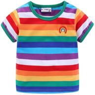 🌈 littlespring little t shirt rainbow cream - girls' clothing: vibrant and stylish logo