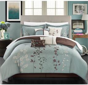 img 3 attached to 🌿 Chic Home Bliss Garden 8 Piece Embroidered Comforter Set - King Size in Elegant Sage Color
