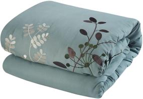 img 2 attached to 🌿 Chic Home Bliss Garden 8 Piece Embroidered Comforter Set - King Size in Elegant Sage Color