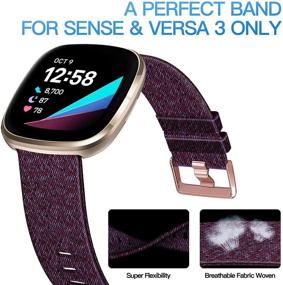 img 3 attached to 🌟 KIMILAR Soft Woven Fabric Breathable Band for Fitbit Versa 3 / Fitbit Sense - Small Large Accessories Strap Replacement Wristband Women Men - Versa 3 / Sense Smart Watch Compatible