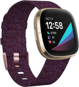 img 4 attached to 🌟 KIMILAR Soft Woven Fabric Breathable Band for Fitbit Versa 3 / Fitbit Sense - Small Large Accessories Strap Replacement Wristband Women Men - Versa 3 / Sense Smart Watch Compatible