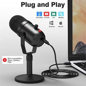 img 3 attached to NJSJ USB Desktop Microphone for Computer and Mac - Condenser PC Mic with Mute Button, Headphone Jack - Ideal for Gaming, Streaming, Recording, YouTube