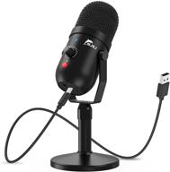 njsj usb desktop microphone for computer and mac - condenser pc mic with mute button, headphone jack - ideal for gaming, streaming, recording, youtube logo