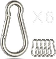 🔗 ozcraft stainless steel spring snap hook carabiner - premium 304 stainless steel clips, set of 6 - heavy duty and reliable логотип