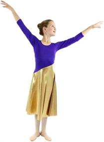 img 3 attached to 👗 Danzcue Girls Bi Color Long Sleeve Worship Dance Dress: Elegant and Versatile Attire for Divine Performances