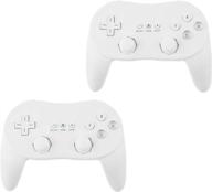 🎮 2 pack classic console gaming pad joypad pro for wii, white - beastron compatible controller logo