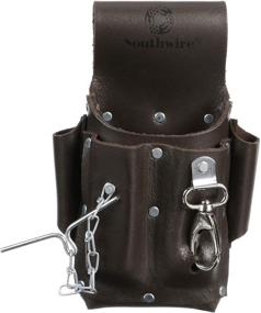 img 4 attached to Southwire POUCH4 Leather Tool Pouch: 5-Pocket Pouch with Electrical Tape Chain, Fade Resistant, Durable Compartments, Washer Rivets | Dark Brown