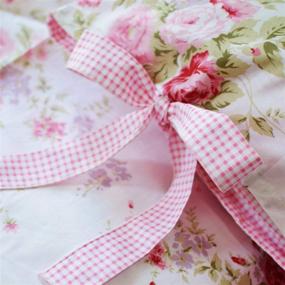 img 1 attached to Affordable ABREEZE Queen Size Pink Flowers Roses 🌹 Cotton Fitted & Flat Bed Sheet - Cheap Bedding Sets