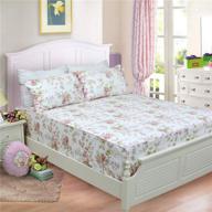 affordable abreeze queen size pink flowers roses 🌹 cotton fitted & flat bed sheet - cheap bedding sets logo