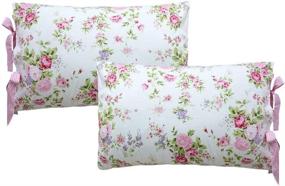 img 2 attached to Affordable ABREEZE Queen Size Pink Flowers Roses 🌹 Cotton Fitted & Flat Bed Sheet - Cheap Bedding Sets