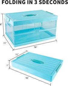 img 3 attached to 📦 2PCS Collapsible Storage Bins - 25L Foldable Box Containers with Attached Lid for Home, Bedroom, Kitchen, Office, Travel - Clear & Blue Color