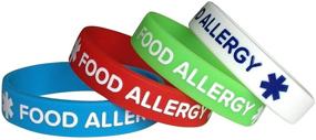 img 1 attached to Medical Alert Wristband for Teens and Kids with Food Allergies - 4 Pack Silicone Bracelets, 6.3-inch ID