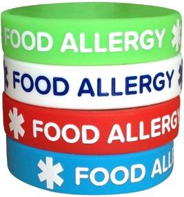 img 2 attached to Medical Alert Wristband for Teens and Kids with Food Allergies - 4 Pack Silicone Bracelets, 6.3-inch ID