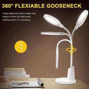 img 1 attached to 🔦 Versatile LED Desk Lamp for Home Office and Dorm Rooms - 10 Brightness Levels, Eye-Friendly Flex Gooseneck, White Study Light - 4000K 12W