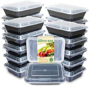 img 4 attached to 🍱 Enther Meal Prep Containers with Single Lids - BPA Free Food Storage Bento, Stackable & Reusable Lunch Boxes - Microwave/Dishwasher/Freezer Safe - Portion Control (28 oz) - 20 Pack with 1 Compartment