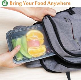 img 2 attached to 🍱 Enther Meal Prep Containers with Single Lids - BPA Free Food Storage Bento, Stackable & Reusable Lunch Boxes - Microwave/Dishwasher/Freezer Safe - Portion Control (28 oz) - 20 Pack with 1 Compartment