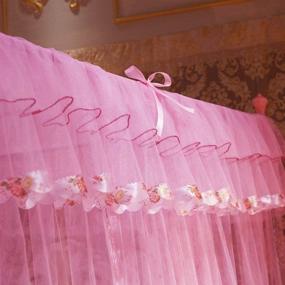 img 2 attached to 🛏️ Mengersi Twin Pink Corner Canopy Bed Curtains for Girls Kids Toddlers - Mosquito Net Bed Canopy