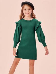 img 3 attached to Sweater Dresses with Lantern Sleeves: Apricot Girls' Clothing - Shop Now!