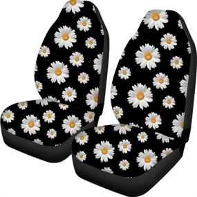img 4 attached to Stylish and Protective: FOR U DESIGNS Daisy Floral Universal Front Seat Cover – Soft Elastic Fit for Most Cars – Set of 2 Floral Printed Car Seat Covers for Women
