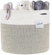 🧺 live momento cotton rope storage basket: extra large woven organizer with handles for living room, nursery, or kids' room – ideal for throw blankets, pillows, laundry, towels, and toys – 15" x 15" x 13 logo