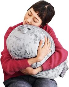 img 1 attached to Grey XLarge Rainlin Cute Blob Seal Pillow - Round Chubby Seal Plush Toy Soft Hug Cushion Stuffed Cotton Animal Pillow