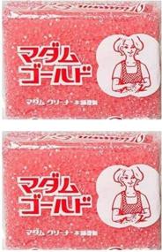 img 4 attached to 🧽 Ishimizu Madam Gold Kitchen Sponge 2-Pack - Effective Dish, Pan, and Wok Cleaner - Durable, Long-Lasting, and Coarse - Made in Japan (Red)