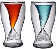 🧜 mermaid gifts cup: 2-pack 3.4oz mermaid shot glasses - creative mermaid tail glassware for cocktails, juice, beer, whiskey, red wine - unique women's gift логотип