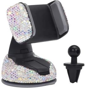 img 3 attached to 💎 Stylish WSC Car Bling Crystal Phone Holder - Secure Sticky Mount for Dashboard, Windshield & Air Vent - With Colorful AB Diamond Decoration