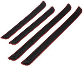 img 4 attached to 🚘 Autogood Car Door Sill Plate Protectors - Universal 4PCS, Black/Red Scuff Cover Panel Step Protector Sticker Guards