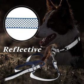 img 2 attached to Azuza Reflective Dog Collar and Leash Set for Small, Medium, and Large Dogs - Padded Collar with Matching Leash for Enhanced Safety