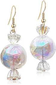 img 4 attached to 🍭 ANDPAI Funny Cute Colorful Sweet Glass Candy Dangle Drop Earrings: Creative Chic Simulation Food Jewelry for Women & Girls