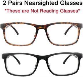 img 2 attached to 👓 2 Pairs of Nearsighted Myopia Glasses for Women and Men with HYKaada, incorporating Retro Square Spring Hinges, Ideal for Shortsighted Distance Vision