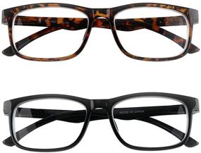 img 3 attached to 👓 2 Pairs of Nearsighted Myopia Glasses for Women and Men with HYKaada, incorporating Retro Square Spring Hinges, Ideal for Shortsighted Distance Vision