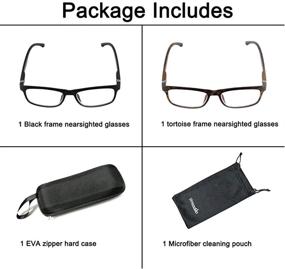 img 1 attached to 👓 2 Pairs of Nearsighted Myopia Glasses for Women and Men with HYKaada, incorporating Retro Square Spring Hinges, Ideal for Shortsighted Distance Vision