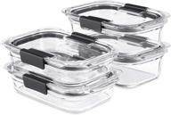 🔒 rubbermaid brilliance glass storage set - 4 medium containers with lids (8-piece total), bpa-free & leak proof logo