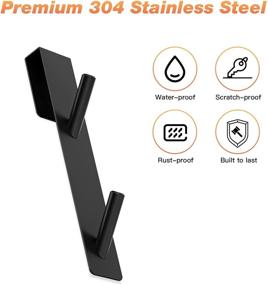 img 2 attached to 🚪 Black Stainless Steel Over Door Hooks, 2 Pack- Extended Dual Towel Hook for Bathroom Frameless Glass Shower Door