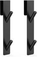 🚪 black stainless steel over door hooks, 2 pack- extended dual towel hook for bathroom frameless glass shower door logo