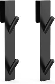 img 4 attached to 🚪 Black Stainless Steel Over Door Hooks, 2 Pack- Extended Dual Towel Hook for Bathroom Frameless Glass Shower Door